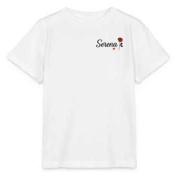 Serena – Romantisches Design mit roter Rose und Herz - Stanley/Stella Kinder T-Shirt MINI CREATOR  - Weiß - Vorne - Maike (125cm)