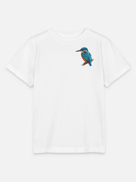 Geborduurde ijsvogel stijlvol natuur (geprint) - T-shirt MINI CREATOR barn från Stanley/Stella - vit