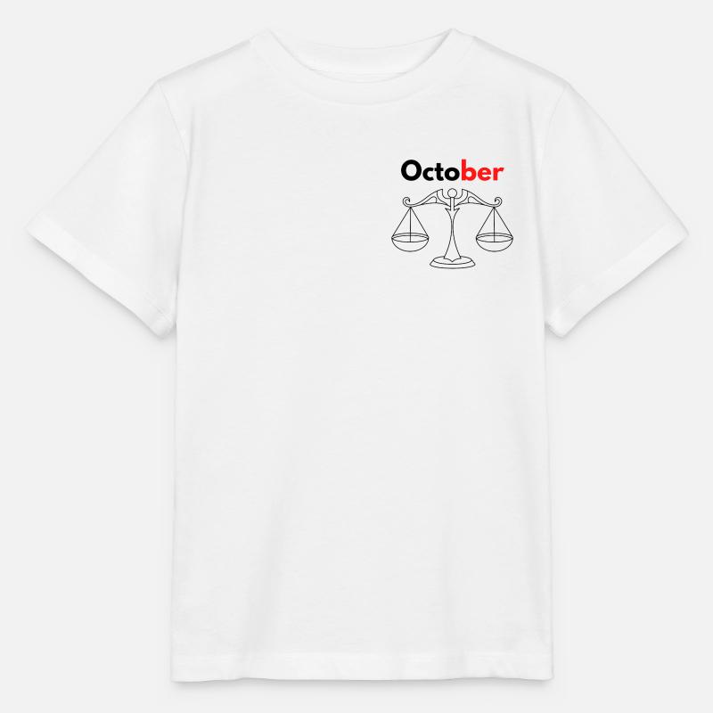 Mois avec son signe Astrologique Balance/Octobre - T-shirt bio MINI CREATOR Stanley/Stella Enfant - blanc