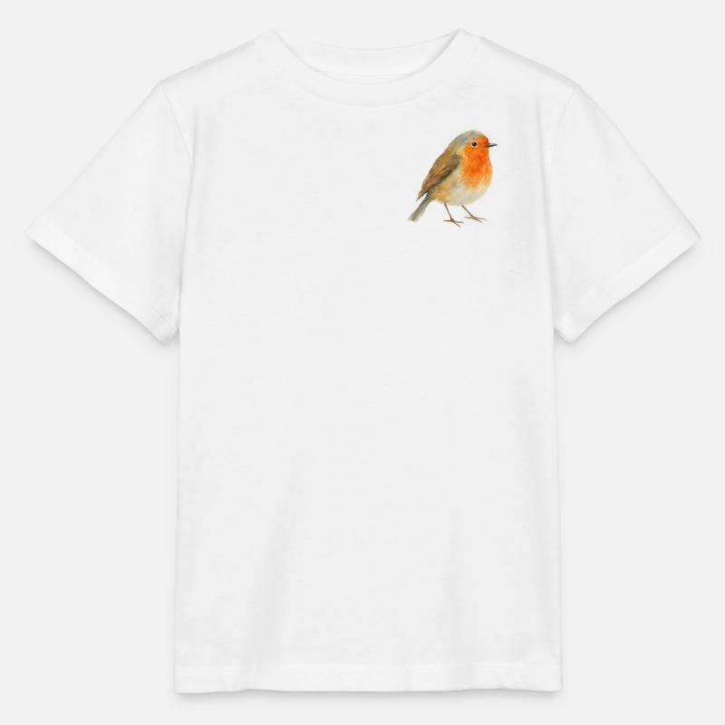 Robin aquarelle - T-shirt bio MINI CREATOR Stanley/Stella Enfant - blanc
