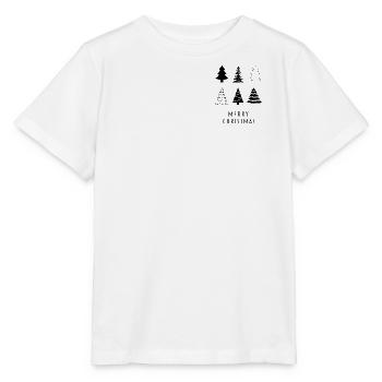 Joyeux Noël | Arbres de Noël Croquis Minimaliste - T-shirt bio MINI CREATOR Stanley/Stella Enfant - blanc - Devant - Maike (125cm)