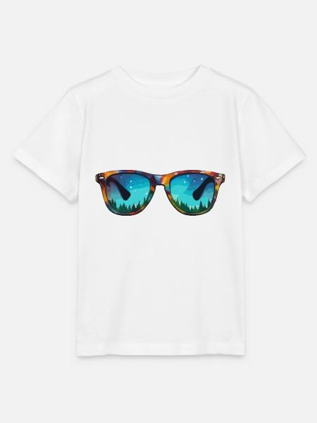 Sonnenbrille / Reflektion / Wald / Spiegelung - Stanley/Stella Kinder T-Shirt MINI CREATOR - Weiß