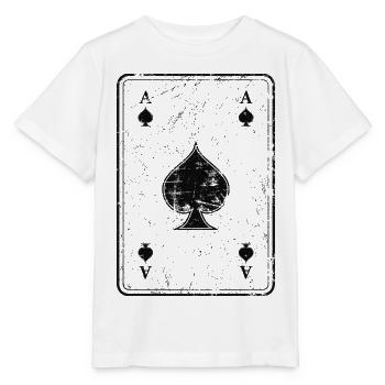 Poker und Skat Spielkarte Pikass im Used Look - Stanley/Stella Kinder T-Shirt MINI CREATOR  - Weiß - Vorne - Maike (125cm)