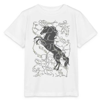 Beau portrait de cheval avec bretelles et chaînes - T-shirt bio MINI CREATOR Stanley/Stella Enfant - blanc - Devant - Maike (125cm)