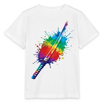 Katana Splash Art - Sabres Japonais Art Samouraï - T-shirt bio MINI CREATOR Stanley/Stella Enfant - blanc - Devant - Maike (125cm)