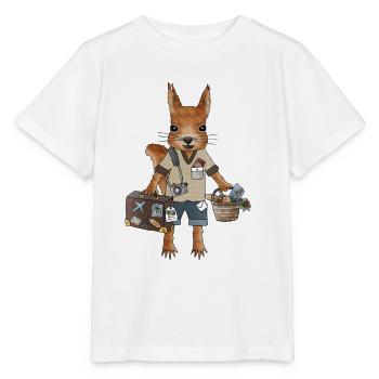 Eichhörnchen mit Koffer und Reisekarte - Stanley/Stella Kinder T-Shirt MINI CREATOR  - Weiß - Vorne - Maike (125cm)
