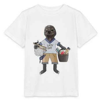 Sloth with basket and hammock - Stanley/Stella MINI CREATOR Kids’ T-Shirt - white - Front - Maike (125cm)