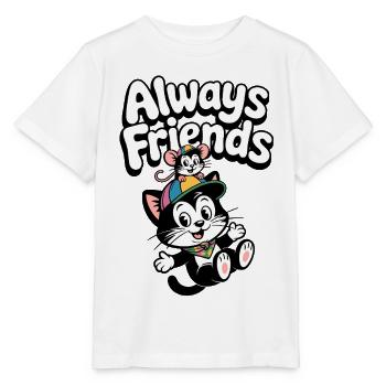 Always Friends Cat and Mouse - Stanley/Stella MINI CREATOR Kids’ T-Shirt - white - Front - Maike (125cm)