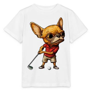 Chihuahua Golfspieler - Stanley/Stella Kinder T-Shirt MINI CREATOR  - Weiß - Vorne - Maike (125cm)