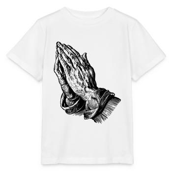 "Praying Hands" with 6 Fingers AI-Slop - Stanley/Stella MINI CREATOR Kids’ T-Shirt - white - Front - Maike (125cm)