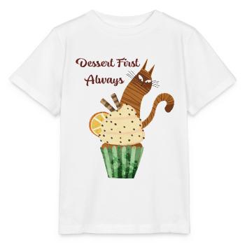 Dessert First Always Cute Cat Cupcake Funny Food L - Stanley/Stella MINI CREATOR Kids’ T-Shirt - white - Front - Maike (125cm)