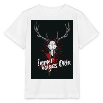 Geweih Schädel mit Rotspritzer - Stanley/Stella Kinder T-Shirt MINI CREATOR  - Weiß - Vorne - Maike (125cm)