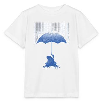 Grenouille avec un parapluie sous la pluie - T-shirt bio MINI CREATOR Stanley/Stella Enfant - blanc - Devant - Maike (125cm)