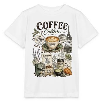 Vintage Pariser Collage-Kaffeekultur - Stanley/Stella Kinder T-Shirt MINI CREATOR  - Weiß - Vorne - Maike (125cm)