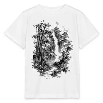 Japanese nature with bamboo and waterfall - Stanley/Stella MINI CREATOR Kids’ T-Shirt - white - Front - Maike (125cm)