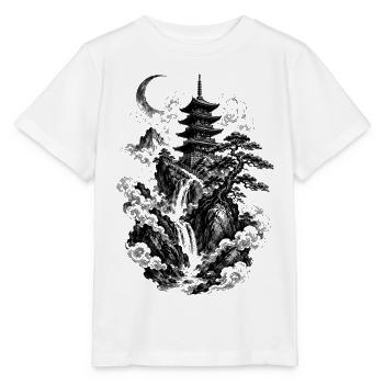 Japanese nature with pagoda and waterfall - Stanley/Stella MINI CREATOR Kids’ T-Shirt - white - Front - Maike (125cm)