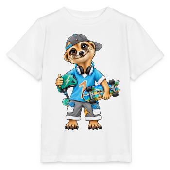 Skater Erdmännchen Coole Streetwear - Stanley/Stella Kinder T-Shirt MINI CREATOR  - Weiß - Vorne - Maike (125cm)