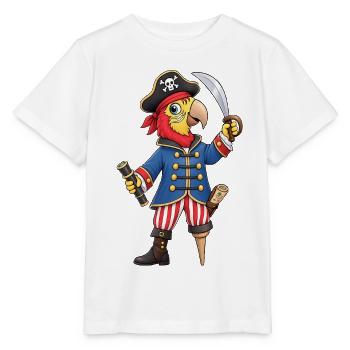 Lustiger Piraten Papagei mit Schatzkarte - Stanley/Stella Kinder T-Shirt MINI CREATOR  - Weiß - Vorne - Maike (125cm)
