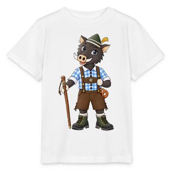 Wander Wildschwein in Bayern Tracht - Stanley/Stella Kinder T-Shirt MINI CREATOR  - Weiß - Vorne - Maike (125cm)