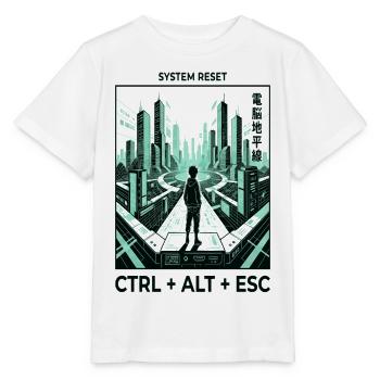 Cyberpunk Skyline Ctrl Alt Esc - Stanley/Stella Kinder T-Shirt MINI CREATOR  - Weiß - Vorne - Maike (125cm)