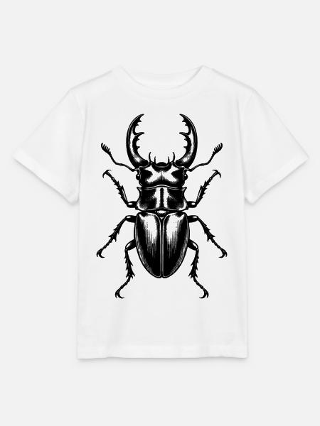 Hirschkäfer – Detaillierte Schwarz Weiß Gravur - Stanley/Stella Kinder T-Shirt MINI CREATOR - Weiß
