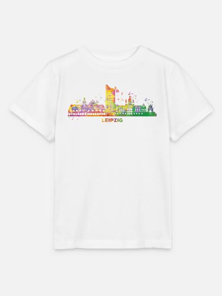 Leipziger Skyline Bunt Stadtbild Leipzig - Stanley/Stella Kinder T-Shirt MINI CREATOR - Weiß