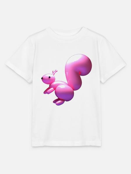 Luftballon Eichhörnchen in rosa - Stanley/Stella Kinder T-Shirt MINI CREATOR - Weiß