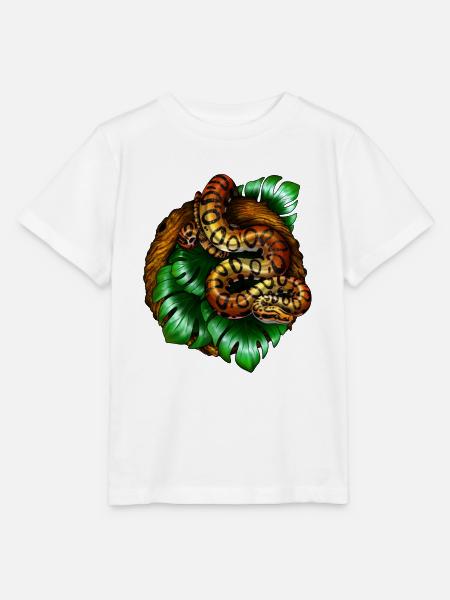 Monstera Snake - Stanley/Stella Kinder T-Shirt MINI CREATOR - Weiß
