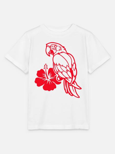 papagei tier hibiskus - Stanley/Stella Kinder T-Shirt MINI CREATOR - Weiß