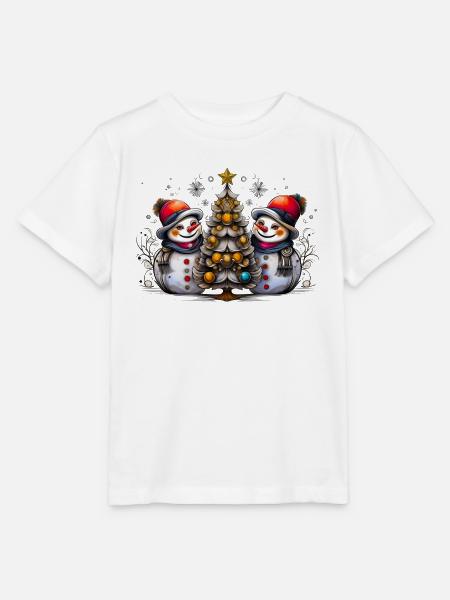 Bunte Schneemänner Moderne Malerei - Stanley/Stella Kinder T-Shirt MINI CREATOR - Weiß