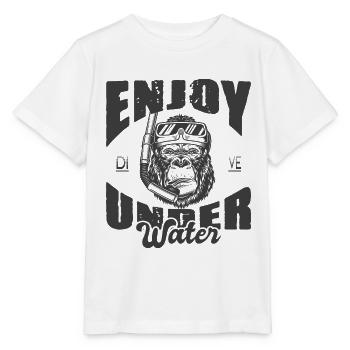 Snorkeling Diving Equipment Monkey Enjoy under Water - Stanley/Stella MINI CREATOR Kids’ T-Shirt - white - Front - Maike (125cm)