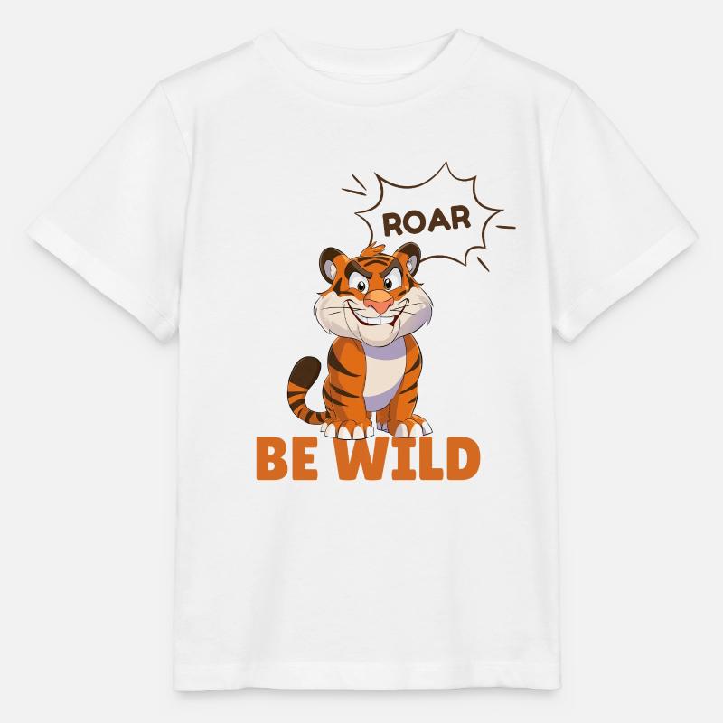 Be Wild - Tigre avec bulle de dialogue « ROAR » - T-shirt bio MINI CREATOR Stanley/Stella Enfant - blanc