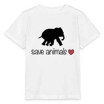 rette Tiere Tier Elefant Herz - Stanley/Stella Kinder T-Shirt MINI CREATOR  - Weiß - Vorne - Maike (125cm)