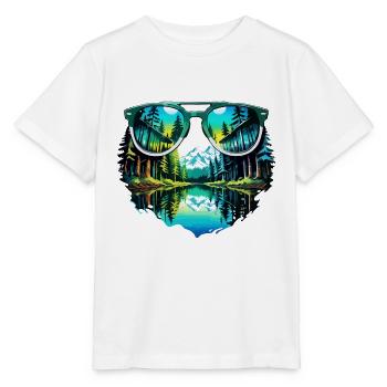 Sonnenbrille / Reflektion / Wald / Spiegelung - Stanley/Stella Kinder T-Shirt MINI CREATOR  - Weiß - Vorne - Maike (125cm)