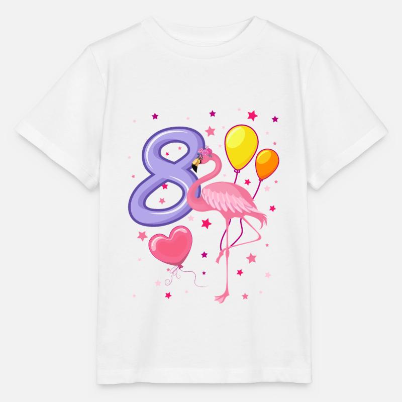 8. Geburtstag Mädchen Flamingo Ich Bin 8 Jahre - Stanley/Stella Kinder T-Shirt MINI CREATOR  - Weiß