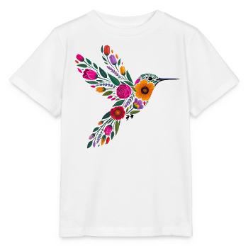 Graphisme Colibri Fleurs - T-shirt bio MINI CREATOR Stanley/Stella Enfant - blanc - Devant - Maike (125cm)