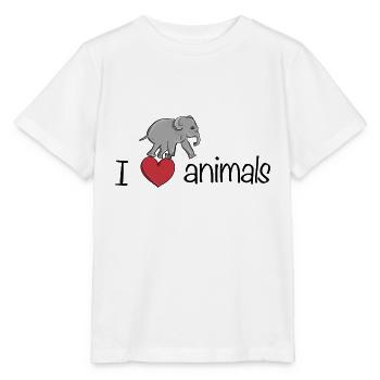 J’aime les animaux éléphant amour animal - T-shirt bio MINI CREATOR Stanley/Stella Enfant - blanc - Devant - Maike (125cm)