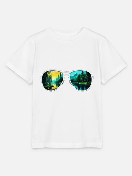 Sonnenbrille / Reflektion / Wald / Spiegelung - Stanley/Stella Kinder T-Shirt MINI CREATOR - Weiß