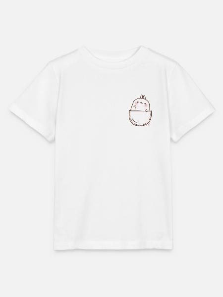 Molang In A Pocket Brusttasche Aufdruck - Stanley/Stella Kinder T-Shirt MINI CREATOR - Weiß
