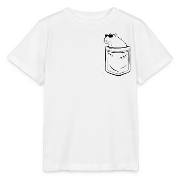 Mon capybara dans ma poche - poche poitrine - T-shirt bio MINI CREATOR Stanley/Stella Enfant - blanc - Devant - Maike (125cm)