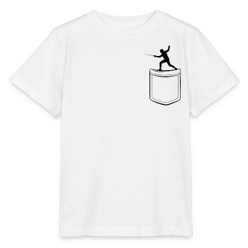 Mon escrimeur dans la poche - Poche poitrine - T-shirt bio MINI CREATOR Stanley/Stella Enfant - blanc - Devant - Maike (125cm)