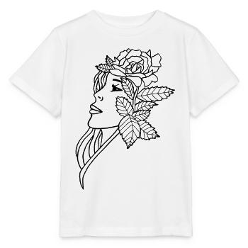 Die Dame und die Rose (schwarz) - Stanley/Stella Kinder T-Shirt MINI CREATOR  - Weiß - Vorne - Maike (125cm)