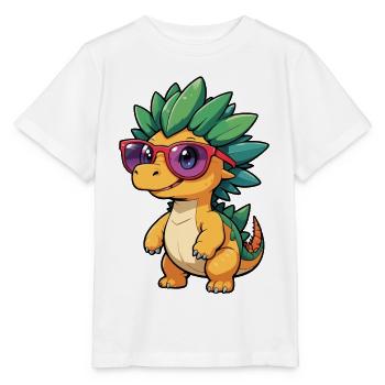 Kleiner süßer Baby Dino Stegosaurus mit Brille - Stanley/Stella Kinder T-Shirt MINI CREATOR  - Weiß - Vorne - Maike (125cm)