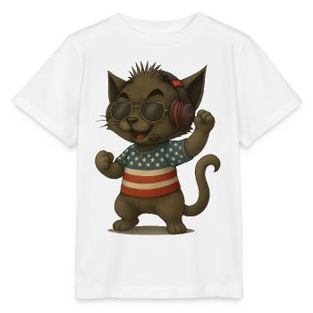 Look DJ chat en style Americana - T-shirt bio MINI CREATOR Stanley/Stella Enfant - blanc - Devant - Maike (125cm)