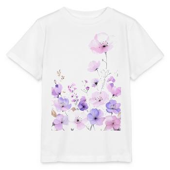 Pastell Wildblumen im sanften Blumen Garten - Stanley/Stella Kinder T-Shirt MINI CREATOR  - Weiß - Vorne - Maike (125cm)