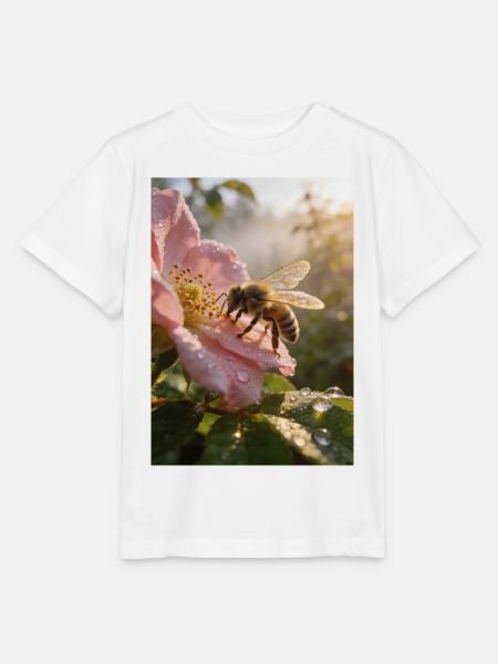 Morgenbiene auf Rosenblüte - Stanley/Stella Kinder T-Shirt MINI CREATOR - Weiß