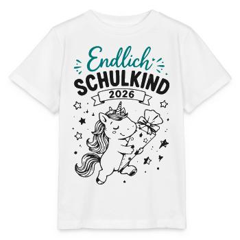 Endlich Schulkind 2026 Unicorn - Stanley/Stella Kinder T-Shirt MINI CREATOR  - Weiß - Vorne - Maike (125cm)