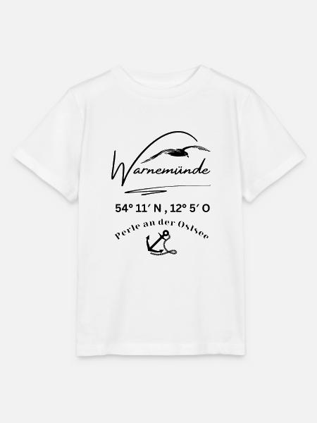 Warnemünde-Möwe-Anker-Koordinaten-Ostsee - Stanley/Stella Kinder T-Shirt MINI CREATOR - Weiß