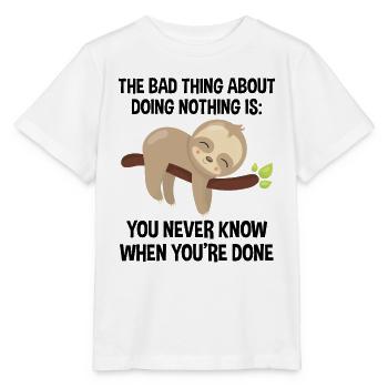 Faultier Chillmodus Entspannung Pur - Stanley/Stella Kinder T-Shirt MINI CREATOR  - Weiß - Vorne - Maike (125cm)