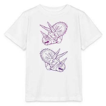 Triceratops Linienkunst Minimal Schwarz - Stanley/Stella Kinder T-Shirt MINI CREATOR  - Weiß - Vorne - Maike (125cm)